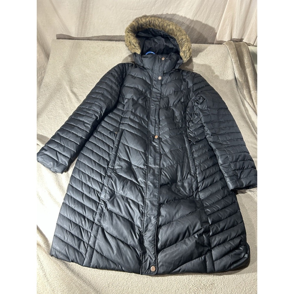 Down Marc New York Andrew Marc Puffer Coat Womens XL Black Faux Fur Hood Quilted